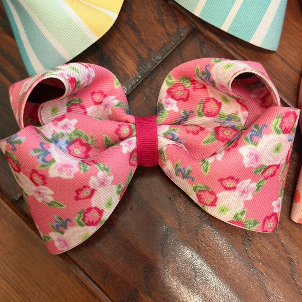 Girls Large Hair Bows Set of 4 Matilda Jane Made to Match Grosgrain Ribbon 6